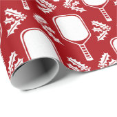 Kerst Pickleball Paddle en Holly in Crimson Cadeaupapier (Rol Hoek)