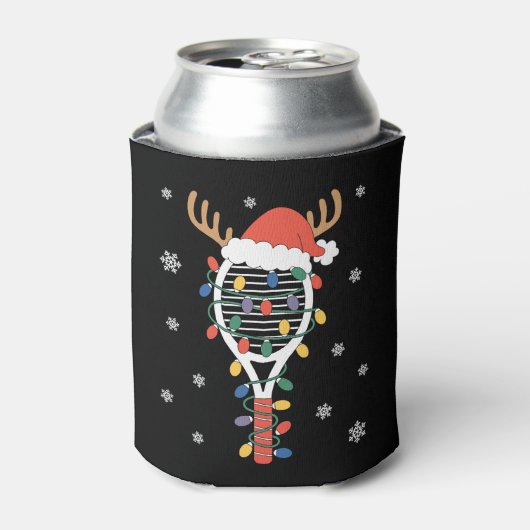 Kerst Pickleball Paddle Rendier Gewei Xmas Blikjeskoeler (Blikje Voorkant)