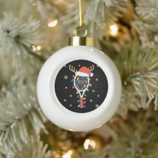 Kerst Pickleball Paddle Rendier Gewei Xmas Keramische Bal Ornament