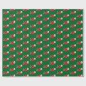 Kerst Pickleball Paddle Vreugde Rood en Groen Cadeaupapier (Vlak)