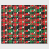 Kerst Pickleball Paddle Vreugde Rood Groen Schotla Cadeaupapier (Vlak)