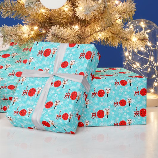 Kerst Pickleball Paddle Vreugde Sneeuwvlokken Cadeaupapier (Feestdagen)