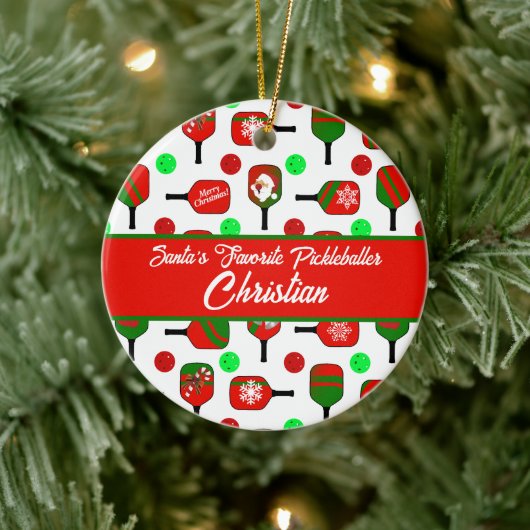 Kerst Pickleball Paddles Feestelijk Rood en Groen Keramisch Ornament (Boom)