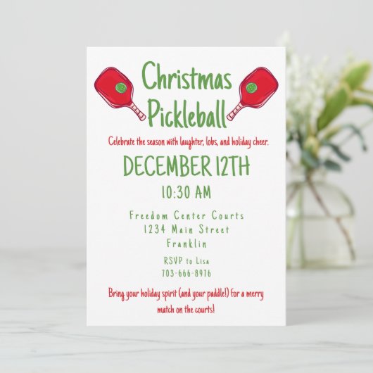Kerst Pickleball Party Feestelijke Vakantie Match Kaart (Staand voorkant)