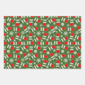 Kerst Pickleball Red Green Paddles Balls Ho Ho Inpakpapier Vel (Voorkant 2)