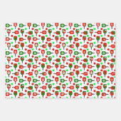 Kerst Pickleball Red Green Paddles Balls Ho Ho Inpakpapier Vel (Voorkant)