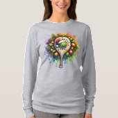 Kerst Pickleball Santa Hat Pine Holly vertrekt T-shirt (Voorkant)