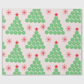 Kerst Pickleball Tree met sterren Patroon Cadeaupapier (Vlak)