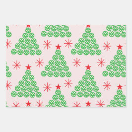 Kerst Pickleball Tree met sterren Patroon Inpakpapier Vel