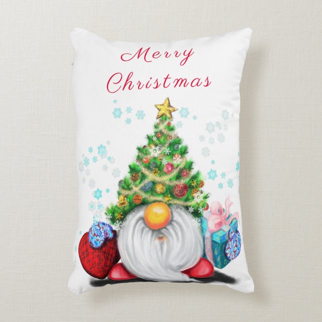 Kerst Pillow Gnome met Gift Accent Kussen (Voorkant(Verticaal))