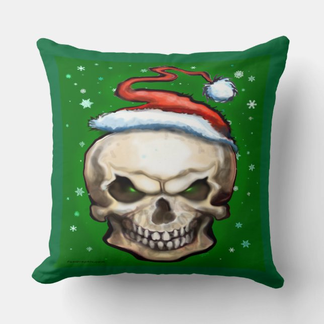 Kerst-piloot met zwarte schedelschroef kussen (Voorkant)