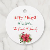 Kerst Pine Boughs en Red Bow Bedankjes Labels (Achterkant)