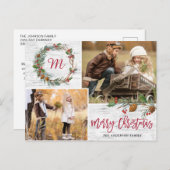 Kerst Pine Cones 2 FOTO'S Berken Bark Vakantie Briefkaart (Voorkant / Achterkant)