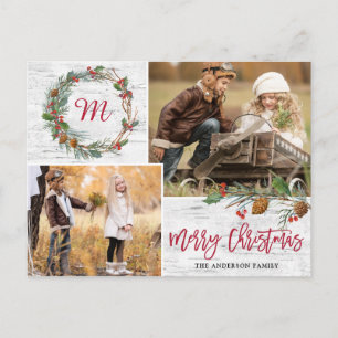 Kerst Pine Cones 2 FOTO'S Berken Bark Vakantie Briefkaart