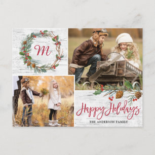 Kerst Pine Cones 2 FOTO'S Berken Bark Vakantie Briefkaart