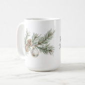 Kerst Pine Cones Branch en Ornament Koffiemok (Voorkant links)
