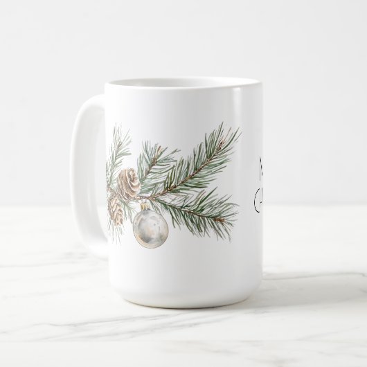 Kerst Pine Cones Branch en Ornament Koffiemok (Voorkant links)