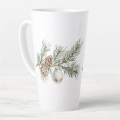 Kerst Pine Cones Branch en Ornament Latte Mok (Linkerhoek)
