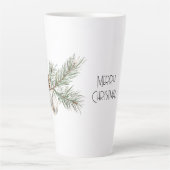 Kerst Pine Cones Branch en Ornament Latte Mok (Voorkant)