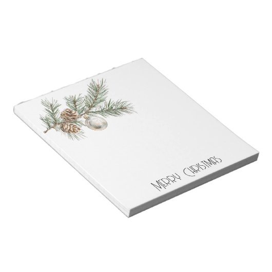 Kerst Pine Cones Branch en Ornament Notitieblok (Schuin)