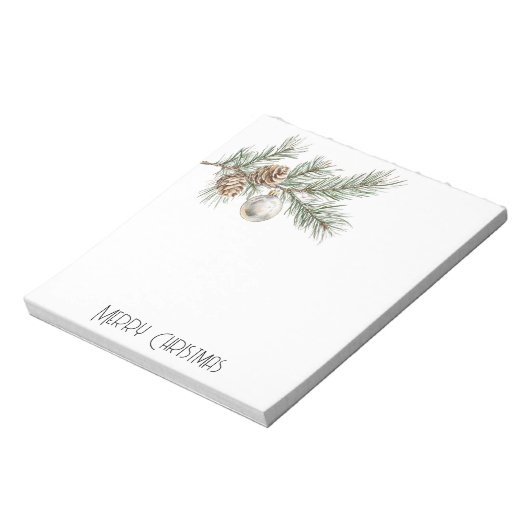 Kerst Pine Cones Branch en Ornament Notitieblok (Linkerzijde)