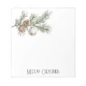 Kerst Pine Cones Branch en Ornament Notitieblok (Voorkant)