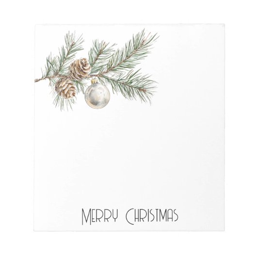 Kerst Pine Cones Branch en Ornament Notitieblok (Voorkant)