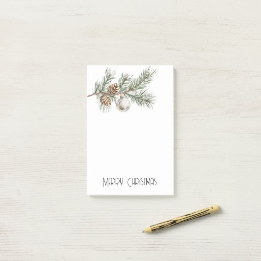 Kerst Pine Cones Branch en Ornament Post-it® Notes (Op bureau)
