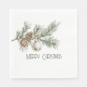 Kerst Pine Cones Branch en Ornament Servet (Voorkant)