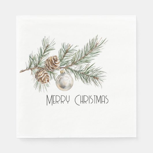 Kerst Pine Cones Branch en Ornament Servet (Voorkant)