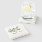 Kerst Pine Cones Branch en Ornament Stenen Onderzetter (Zijkant)