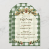 Kerst Pine Cones Branches Green Gingham Arch Kaart (Voorkant / Achterkant)