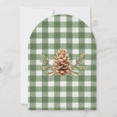Kerst Pine Cones Branches Green Gingham Arch Kaart (Achterkant)