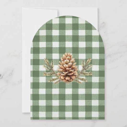 Kerst Pine Cones Branches Green Gingham Arch Kaart (Achterkant)