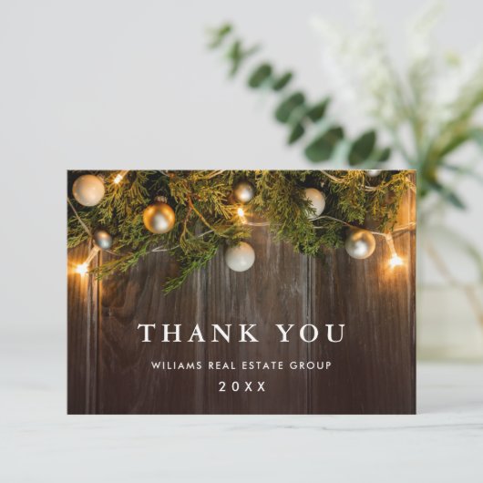 Kerst Pine Cones Corporate Rustieke Vakantie Boho Bedankkaart (Staand voorkant)