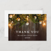 Kerst Pine Cones Corporate Rustieke Vakantie Boho Bedankkaart (Voorkant / Achterkant)