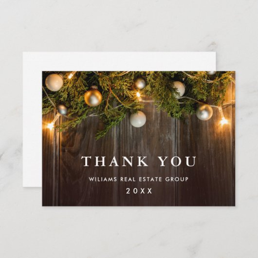 Kerst Pine Cones Corporate Rustieke Vakantie Boho Bedankkaart (Voorkant / Achterkant)