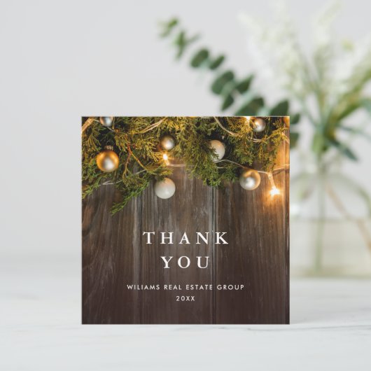 Kerst Pine Cones Corporate Rustieke Vakantie Boho Bedankkaart (Staand voorkant)