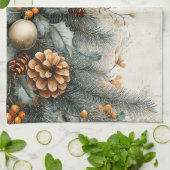 Kerst Pine Cones Holly Gold Ornamenten Theedoek (Gevouwen)