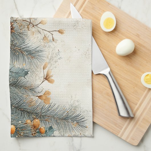 Kerst Pine Cones Holly Gold Ornamenten Theedoek (Quarter Fold)