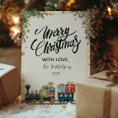 Kerst Pine en Cadeaus Train Feestdagenkaart