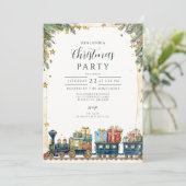 Kerst Pine en Cadeaus Train Kaart (Staand voorkant)