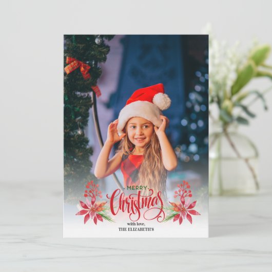 Kerst Pine Minimal Gepersonaliseerd Foto Kaart (Staand voorkant)