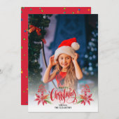 Kerst Pine Minimal Gepersonaliseerd Foto Kaart (Voorkant / Achterkant)