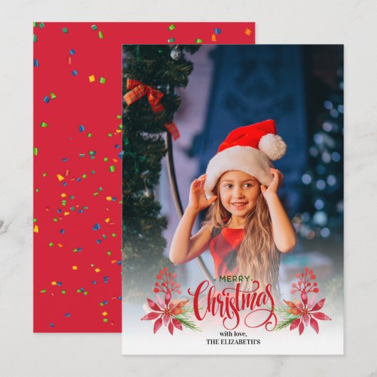 Kerst Pine Minimal Gepersonaliseerd Foto Kaart (Voorkant / Achterkant)