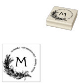 Kerst Pine takken Monogram retour adres Rubberstempel (Gestempeld)