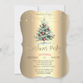 Kerst Pine Tree Balls, Gouden Kerst Bedrijf Kaart (Voorkant)