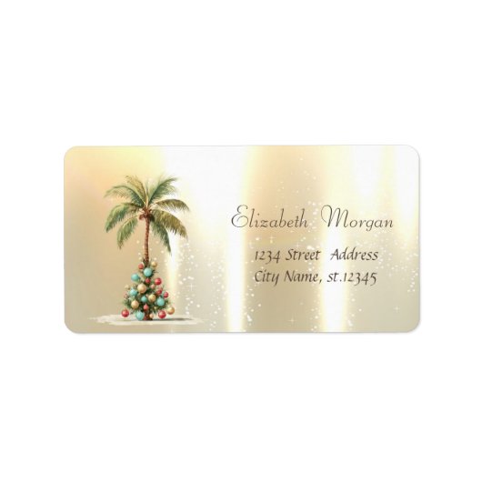 Kerst Pine Tree Palm Balls Gold Etiket (Voorkant)