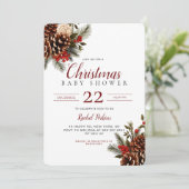 Kerst Pinecone Berries Unisex Baby shower Kaart (Staand voorkant)