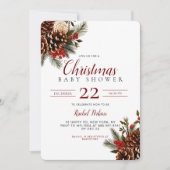 Kerst Pinecone Berries Unisex Baby shower Kaart (Voorkant)